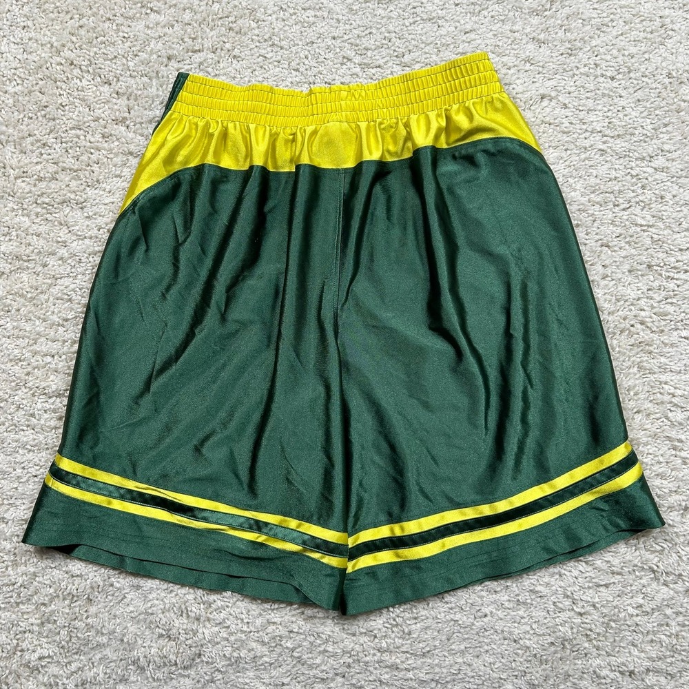 Nike Basketball Shorts XL Green Oregon Ducks Team Shiny Dazzle Baggy Striped - Picture 2 of 9